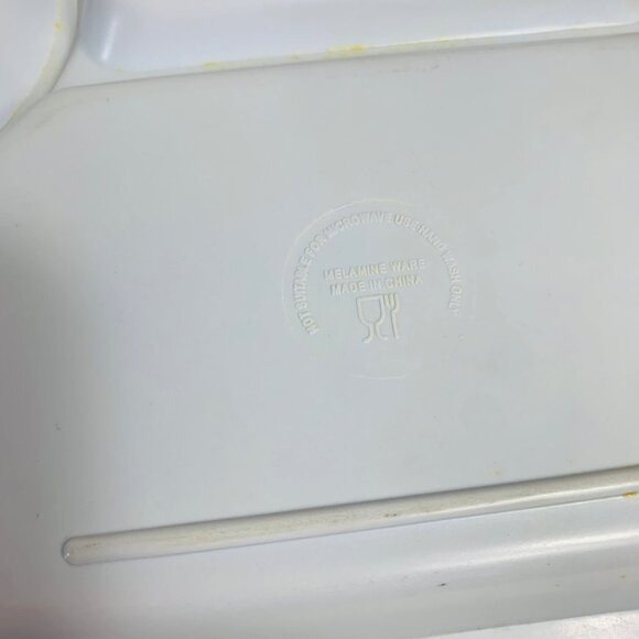 Toddler Set Of 2 Childrens Melamine Dinner Plates 4 Compartment Frog Bugs VTG - Picture 4 of 10